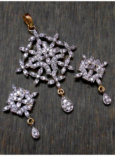 CZ Pendant With Earrings